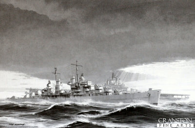 USS Oakland Escorting the Damaged USS Lexington by Ivan Berryman. (B)