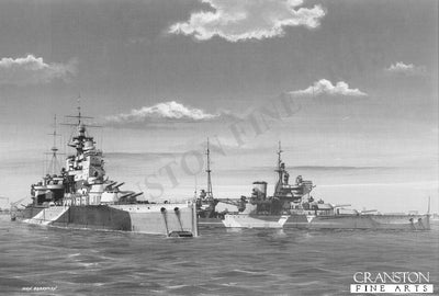 HMS Valiant and HMS Queen Elizabeth at Alexandria by Ivan Berryman. (B)