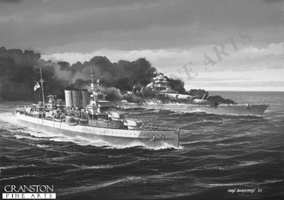 HMS Dorsetshire (The End of the Bismarck) by Ivan Berryman. (P)