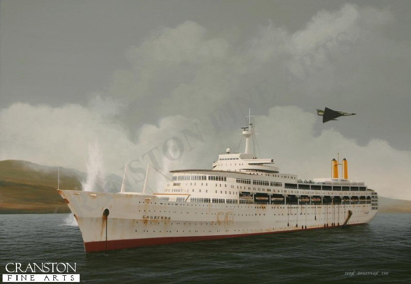 Canberra at San Carlos by Ivan Berryman. (GS)