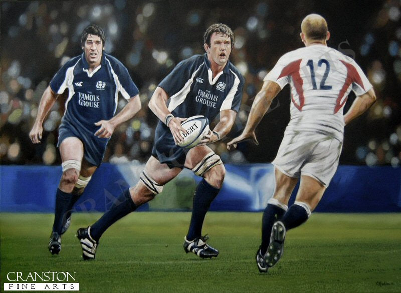 Jason White leads Scotland to victory over England to win the Calcutta Cup in 2006 by Robert Highton. (P)