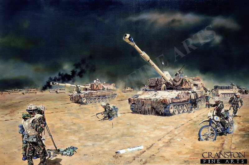 M109 Howitzers of 127 (Dragon) Field Battry Royal Artillery by David Rowlands. (AP)