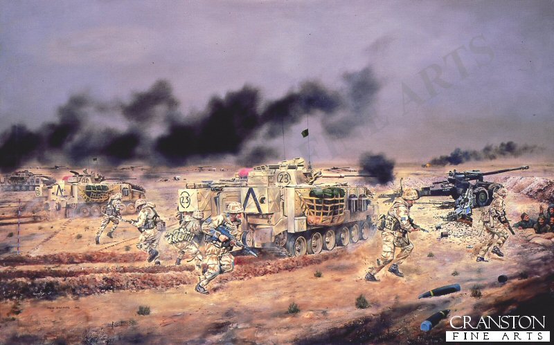 Assault on Iraqi Artillery Positions, 3rd Fusiliers Battle Group by David Rowlands. (AP)