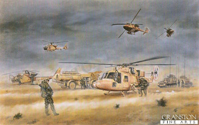 4th Regiment Army Air Corps, Helicopter Landing Site in Iraq, Operation Dessert Storm, 26th February 1991 by David Rowlands (B)