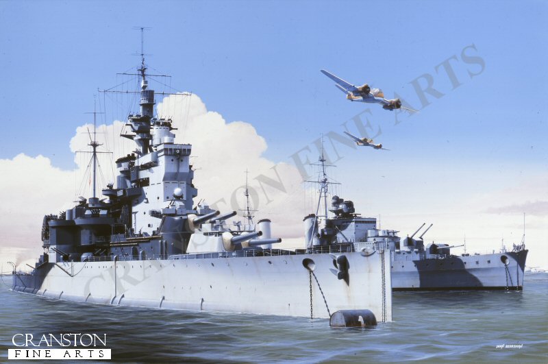 HMS Valiant and HMS Phoebe at Alexandria, 1941 by Ivan Berryman (GL)