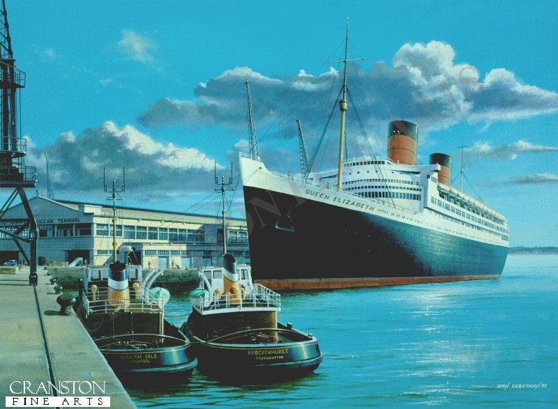 Queen Elizabeth at Southampton by Ivan Berryman. (AP)