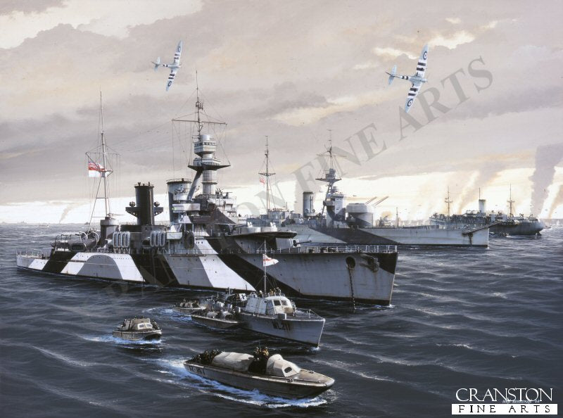 HMS Frobisher and HMS Roberts at Normandy by Ivan Berryman (GS)
