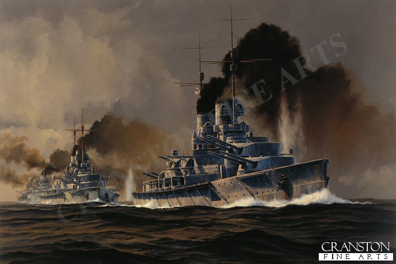 SMS Lutzow at the Opening of the Battle of Jutland  by Anthony Saunders. (GS)