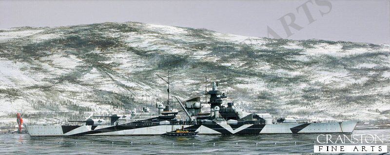 Tirpitz in Kaafjord by Ivan Berryman. (GL)