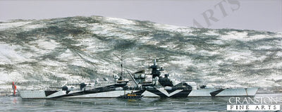 Tirpitz in Kaafjord by Ivan Berryman. (RM)