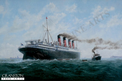 RMS Mauretania (1907) off Point Lynas by E. D. Walker.