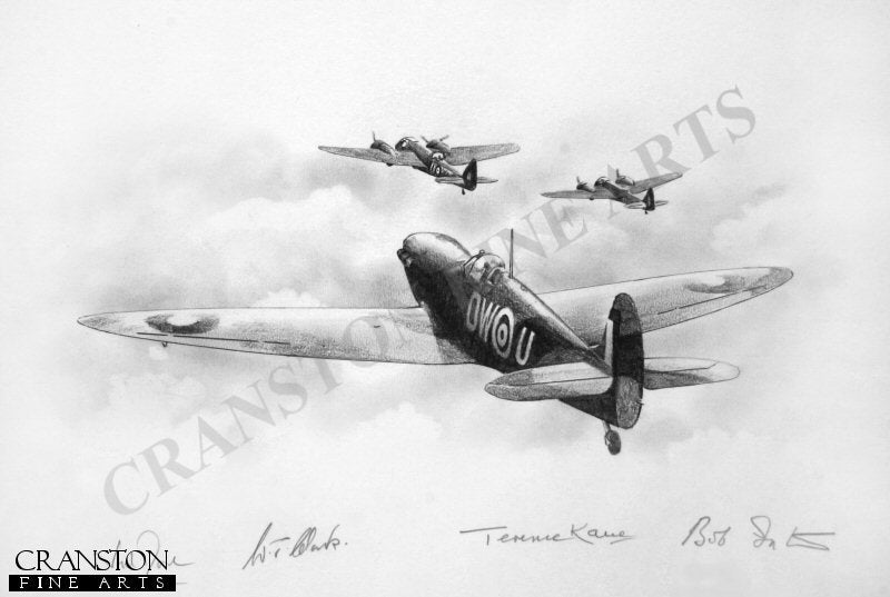 Escorting Blenheims to Le Trait - Spitfire W3455 of No.610 Squadron by Ivan Berryman. (P)