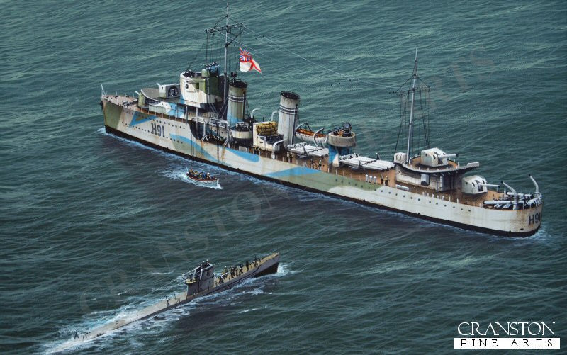 HMS Bulldog - Operation Primrose by Ivan Berryman. (GS)