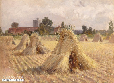 Corn Stooks by Bray Church by Heywood Hardy