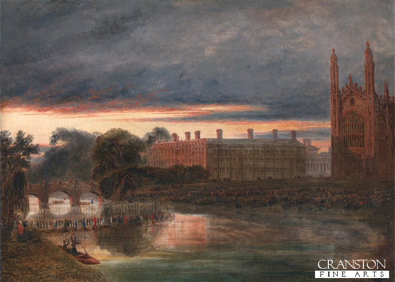 Procession of Boats on the River Cam below Clare College, Cambridge by Richard Bankes Harraden (GL)