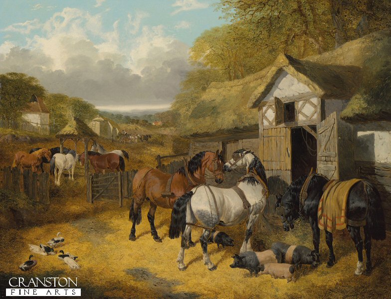 Horses, Pigs and Ducks in a Farmyard by John Frederick Herring JNR (GL)