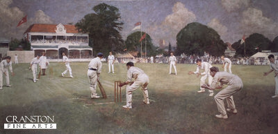 Kent v Lancashire at Canterbury, 1906 by Albert Chevallier Tayler.
