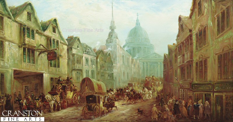 La Belle Sauvage Inn, Ludgate Hill, London by John Charles Maggs. (GL)