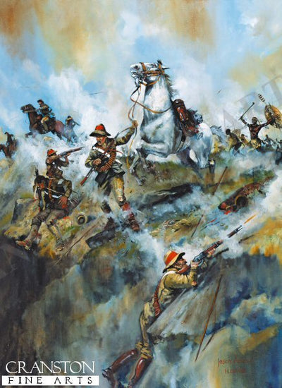 Hlobane 22nd March 1879 - Mossop's Leap, Trooper Mossop and Warrior by Jason Askew. (PC)