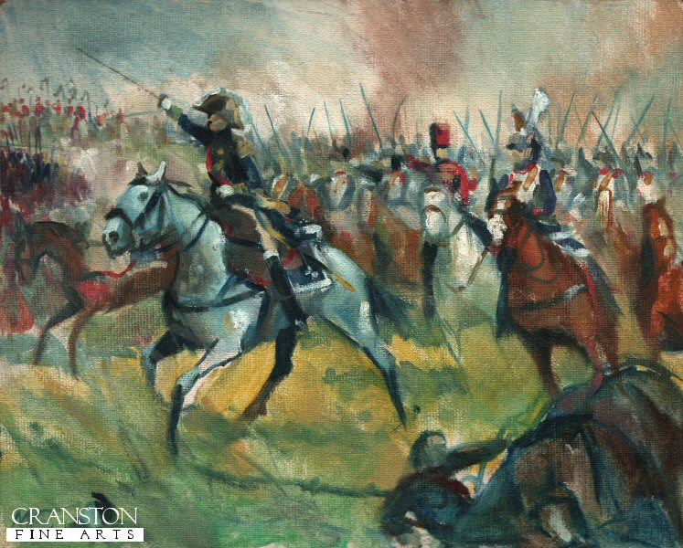 Original Oil Study of the Marshal Ney at the Battle of Waterloo painting by Mark Churms. (P)