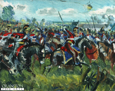 Original Oil Study of the Charge of the Life Guards painting by Mark Churms. (P)