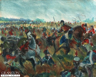 Original Oil Study of the Charge of the Union Brigade painting by Mark Churms. (P)