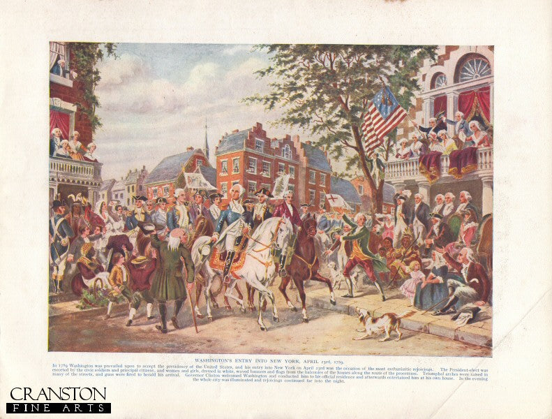 Washingtons Entry Into New York April 23rd 1789 by Alphonse Bigot. (P)