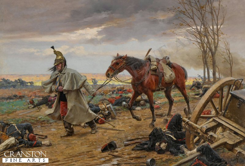 A French Dragoon Leaving The Field of Battle During The Franco Prussian War by Paul Grolleron
