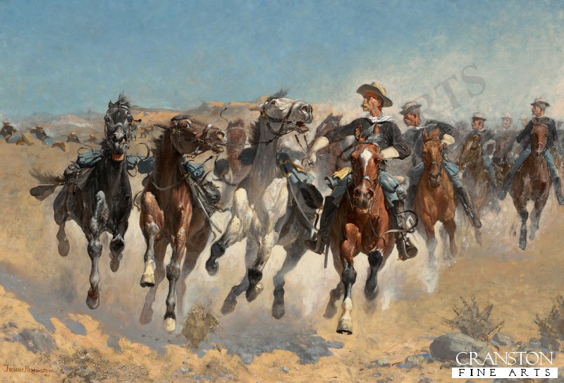 Dismounted, the Fourth Troopers Moving The Led Horses by Frederic Remington