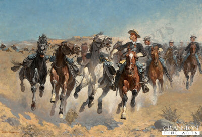 Dismounted, the Fourth Troopers Moving The Led Horses by Frederic Remington