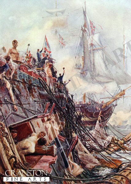 Crippled but Unconquered: The Belleisle at Trafalgar, October 21st 1895 by W. L Wyllie