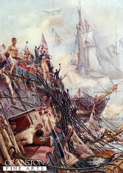 Crippled but Unconquered: The Belleisle at Trafalgar, October 21st 1895 by W. L Wyllie