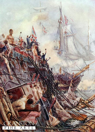 Crippled but Unconquered: The Belleisle at Trafalgar, October 21st 1895 by W. L Wyllie (PC)
