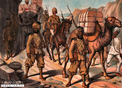 A Baggage Train on the March : Escort of the 20th Bengal (Punjab) Native Infantry, Field Service Kit. by Richard Simkin. (PC)