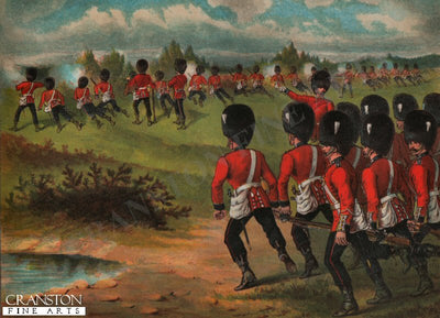The Grenadier Guards at a Sham Fight.  Supports Moving Up to Re-Inforce the Fighting Line by Richard Simkin. (PC)