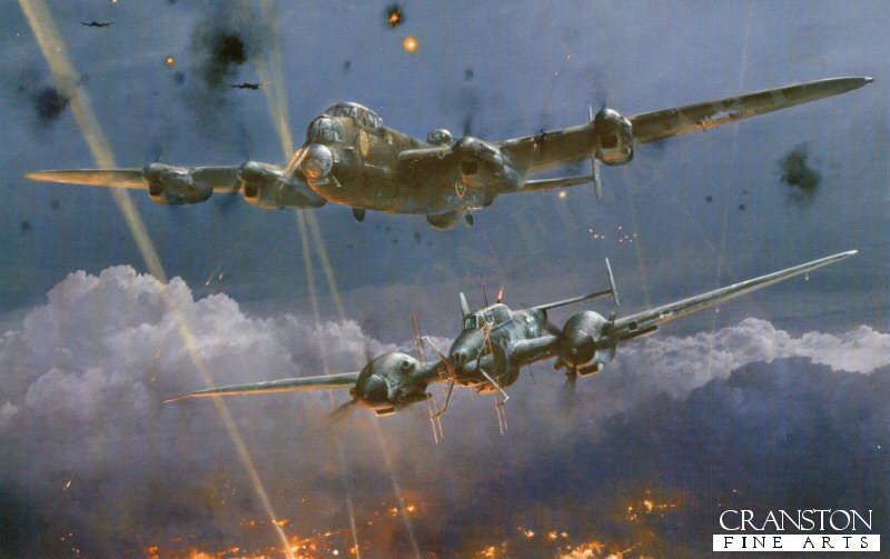 Lancaster Under Attack by Robert Taylor. (GS)