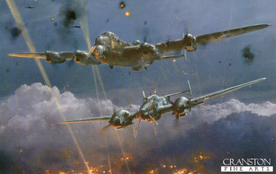 Lancaster Under Attack by Robert Taylor. (GS)