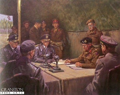 The German Surrender at Luneberg Heath, May 1945 by Terence Cuneo. (B)