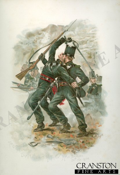 The Exploit at the Ovens, Death of Lieutenant H Tryon, Rifle Brigade 20th November 1854 by Harry Payne (P)