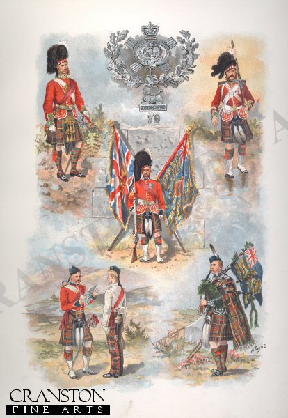 Badge and colours of the Cameron Highlanders by Harry Payne (P)
