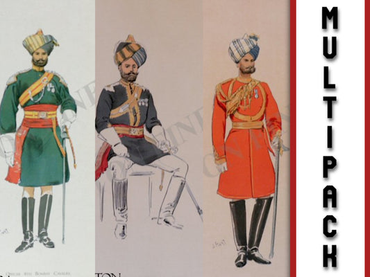 Selection of 3 Victorian Era Indian Regimental Prints by John Charlton. [Multipack]