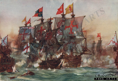 The Last Fight of the Revenge, off Flores, in the Azores by Charles Dixon.