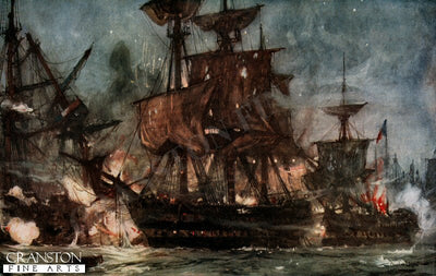 The Majestic at the Battle of the Nile 1798 by Charles Dixon.