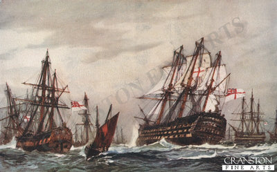 Bomb Ketches Saluting the Victory, December 1805 by Charles Dixon.