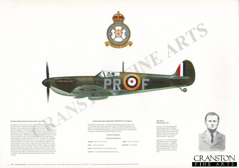 Vickers Supermarine Spitfire Mk Ia X4590 PR-F. by M A Kinnear.