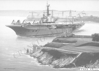 HMS Centaur Departing Devonport by Ivan Berryman. (B)
