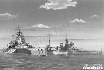 HMS Valiant and HMS Queen Elizabeth at Alexandria by Ivan Berryman. (B)