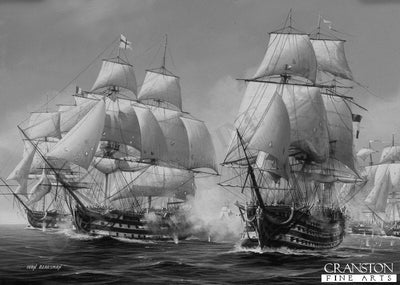 HMS Royal Sovereign at the Battle of Trafalgar by Ivan Berryman. (B)