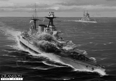 HMS Hood Engages Bismarck by Ivan Berryman. (B)