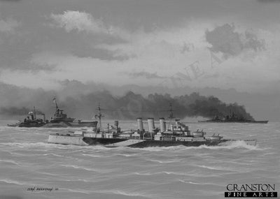 HMS Norfolk at the Battle of the North Cape by Ivan Berryman. (B)